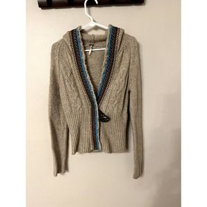 Free People Nordic Ribbon Trimmed Sweater with Hood